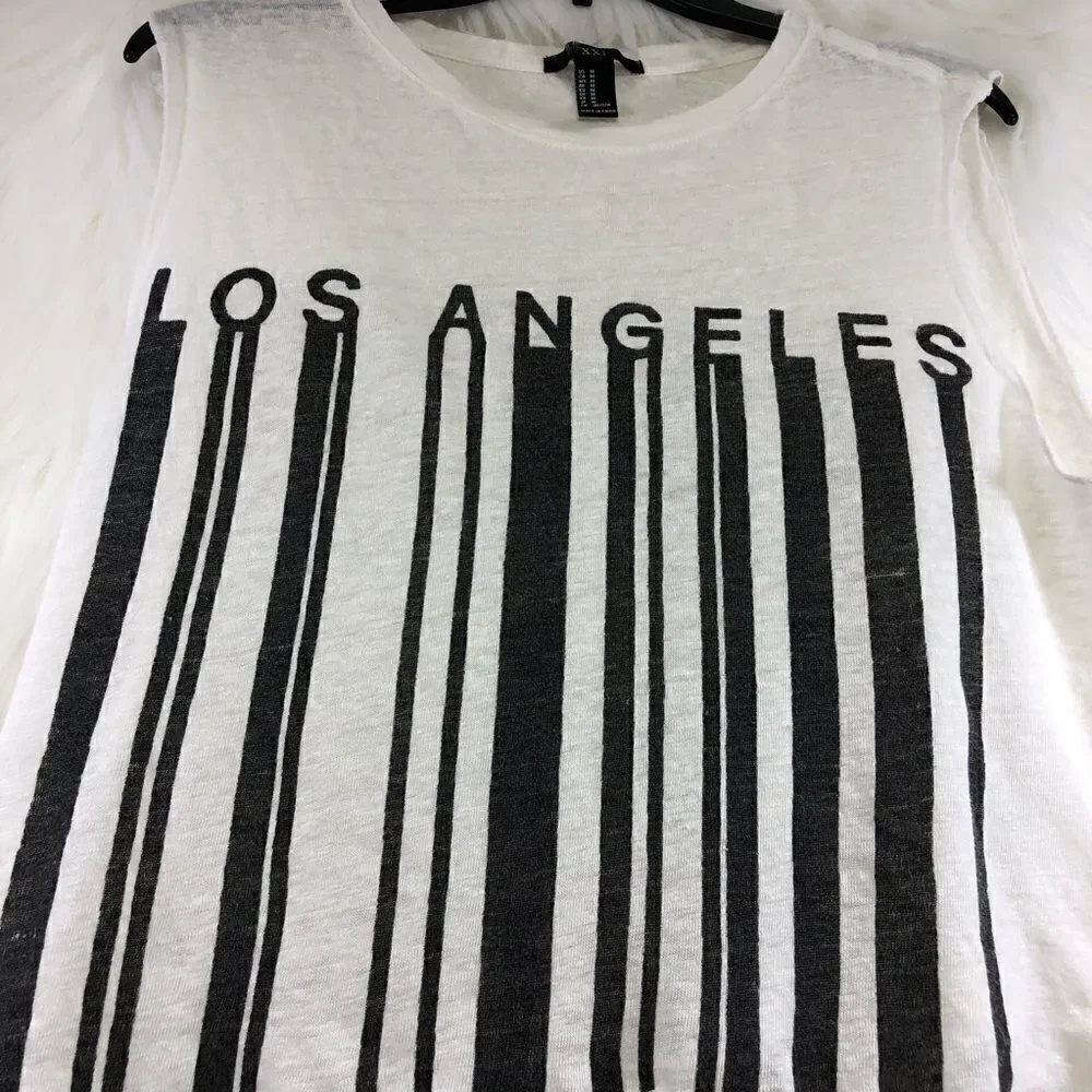 XXI Forever 21 Los Angeles barcode medium Shirt - Picture 2 of 8